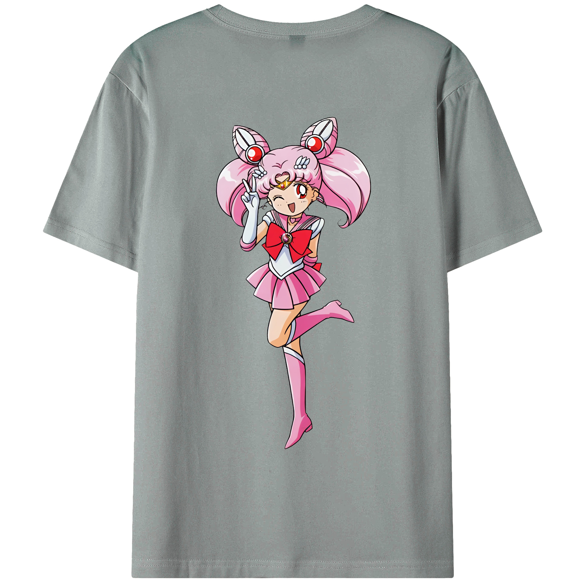 （画像用） 美少女戦士セーラームーン ちびうさ Sailor Moon Chibiusa Tsukino Usagi Small Lady Serenity 綿100％ メンズ半袖Tシャツ（バックプリント） 通気性